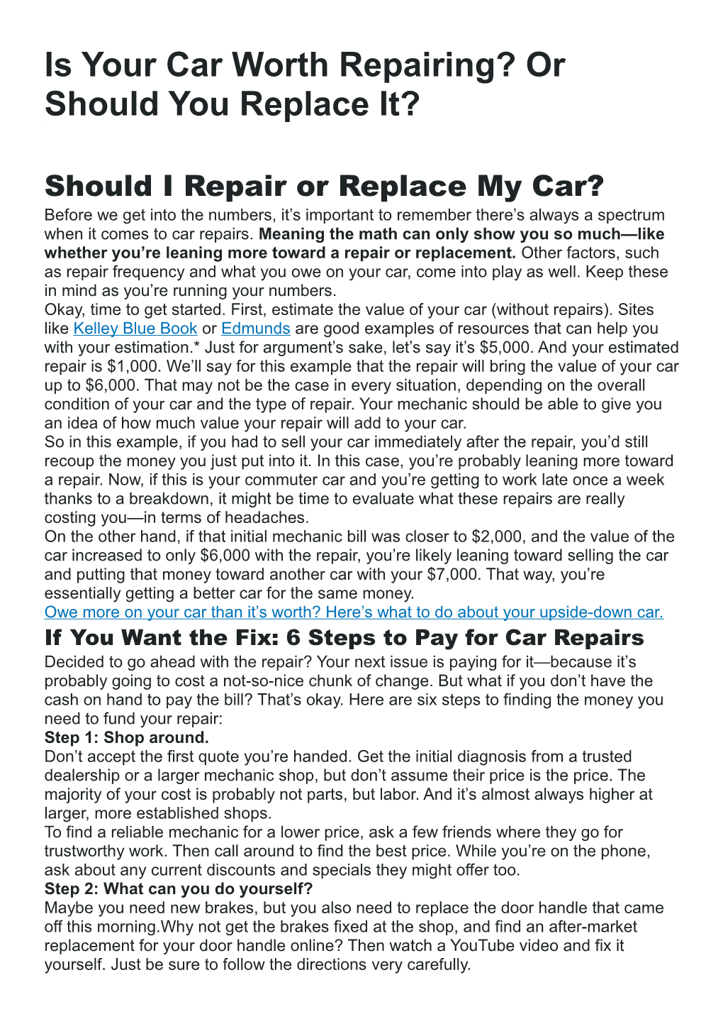 Is Your Car Worth Repairing Or Should You Replace It