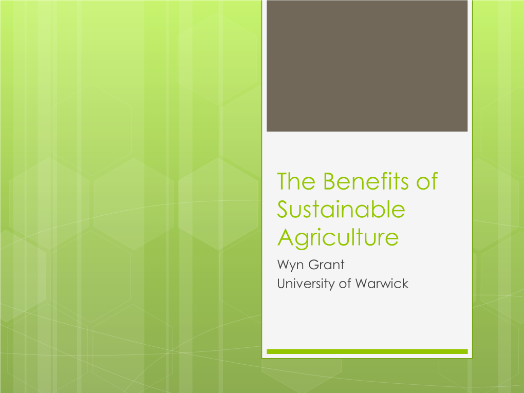 The Benefits of Sustainable Agriculture