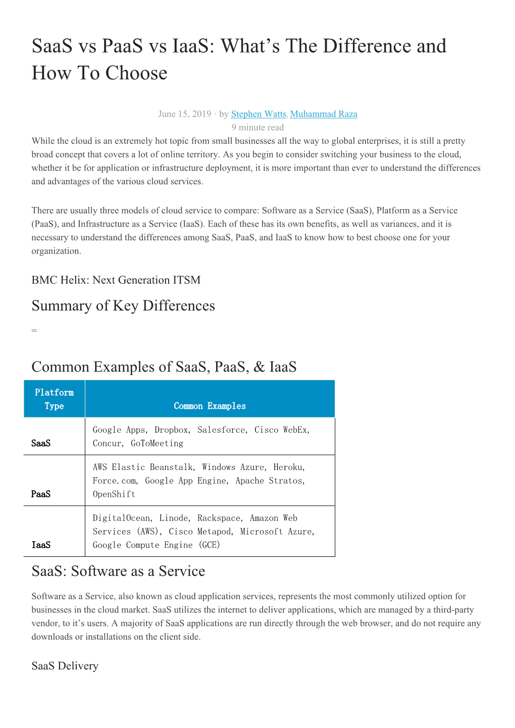 Saas Vs Paas Vs Iaas: What’S the Difference and How to Choose