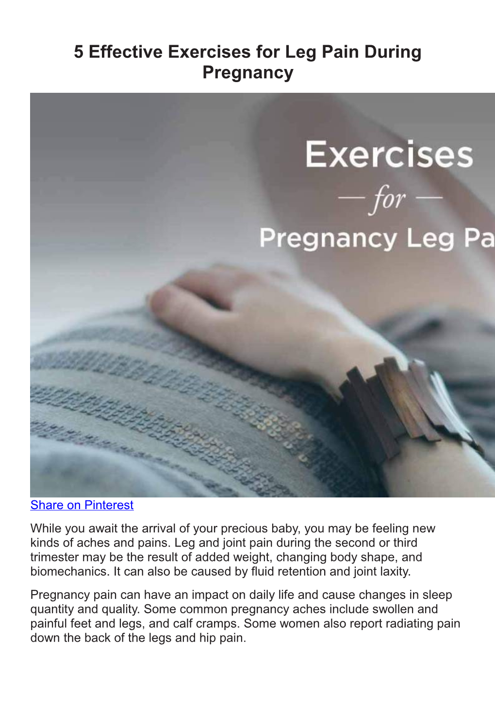 5 Effective Exercises for Leg Pain During Pregnancy