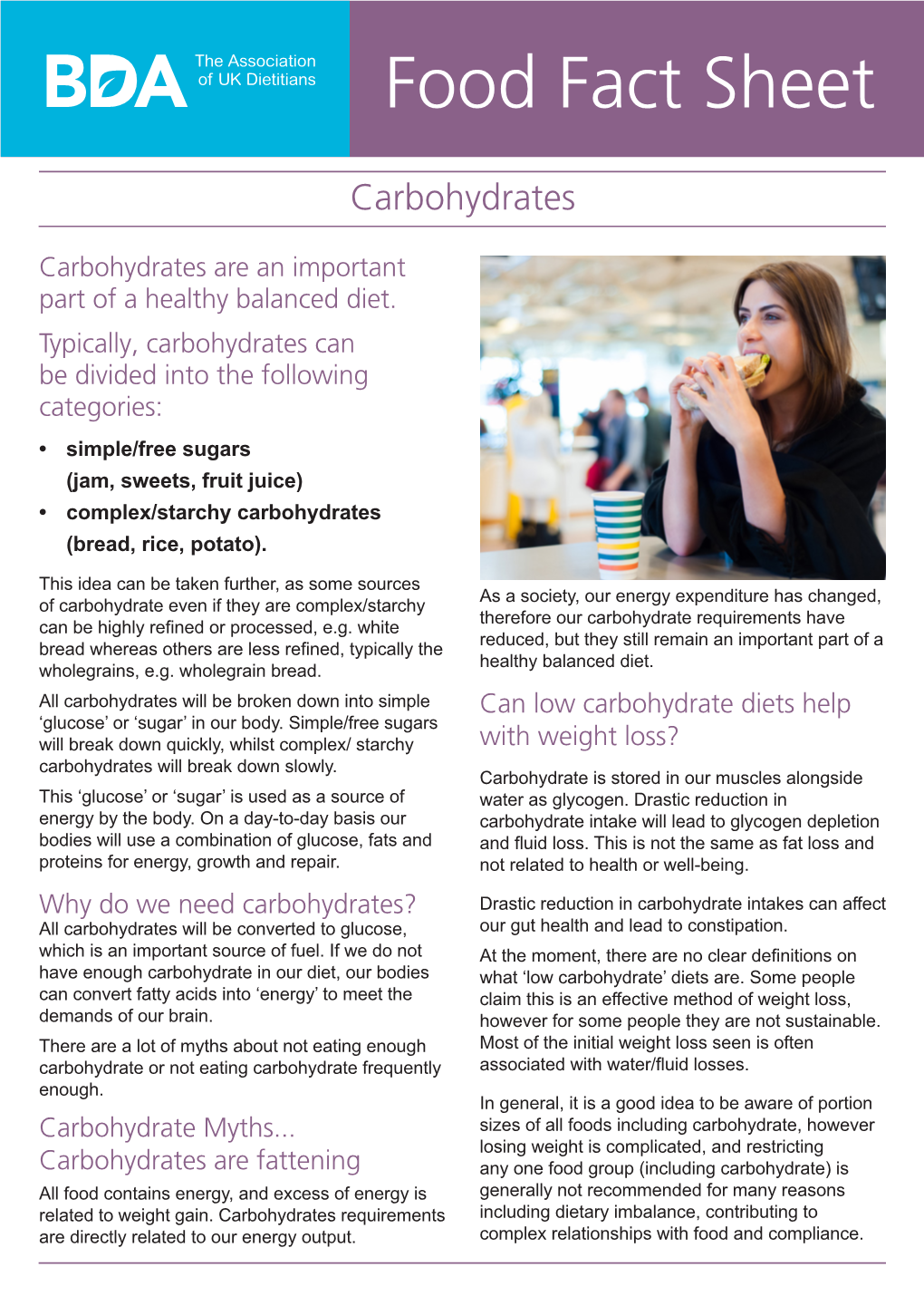 Food Fact Sheet Carbohydrates