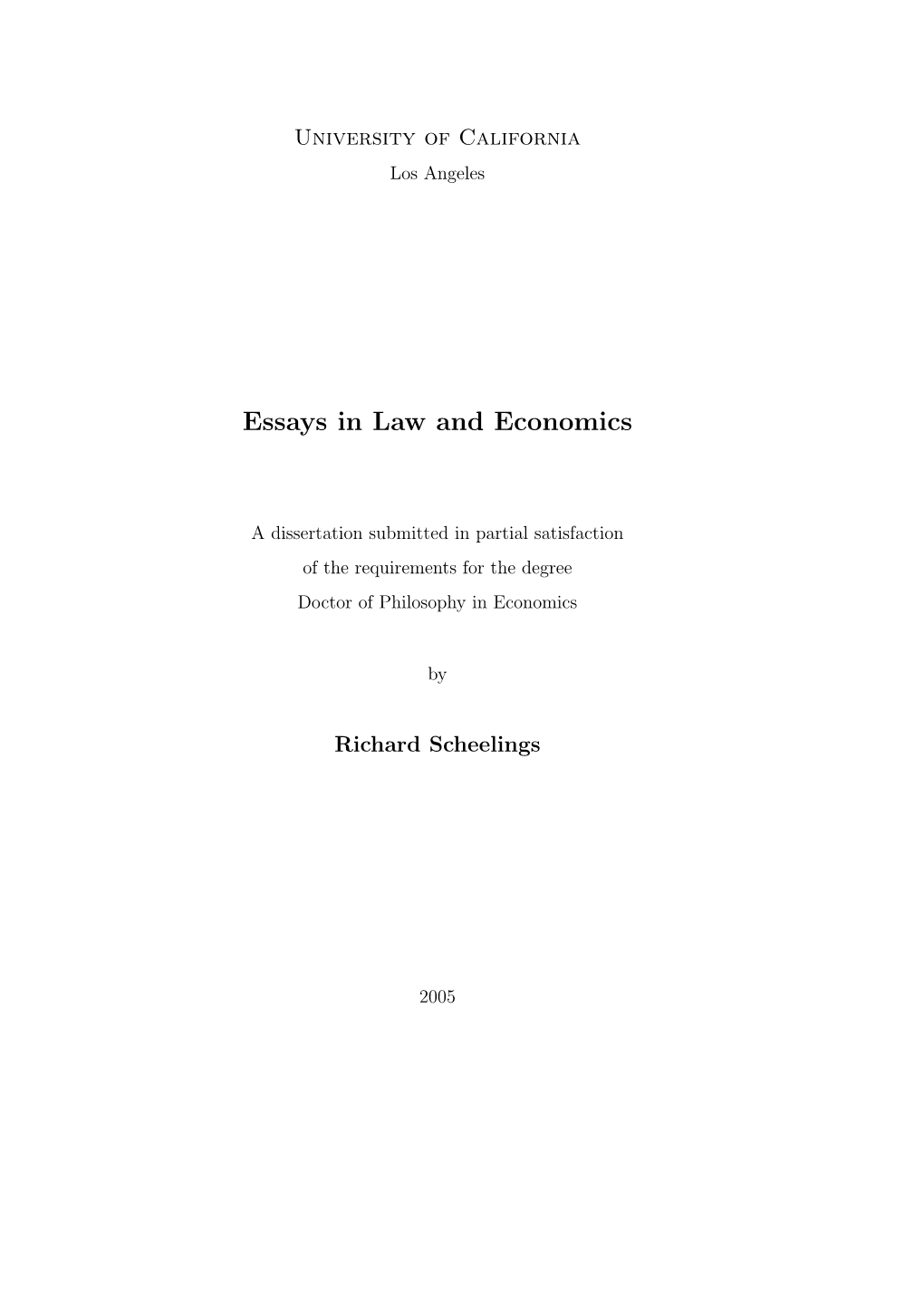 Essays in Law and Economics