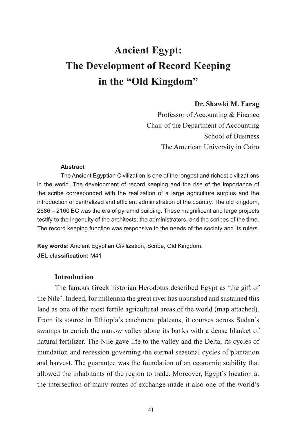 Ancient Egypt: the Development of Record Keeping in the “Old Kingdom”