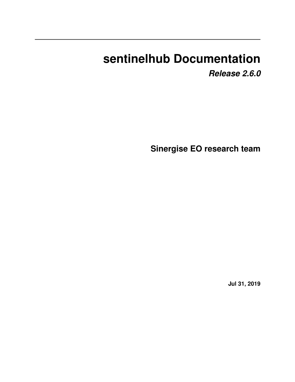 Sentinelhub Documentation