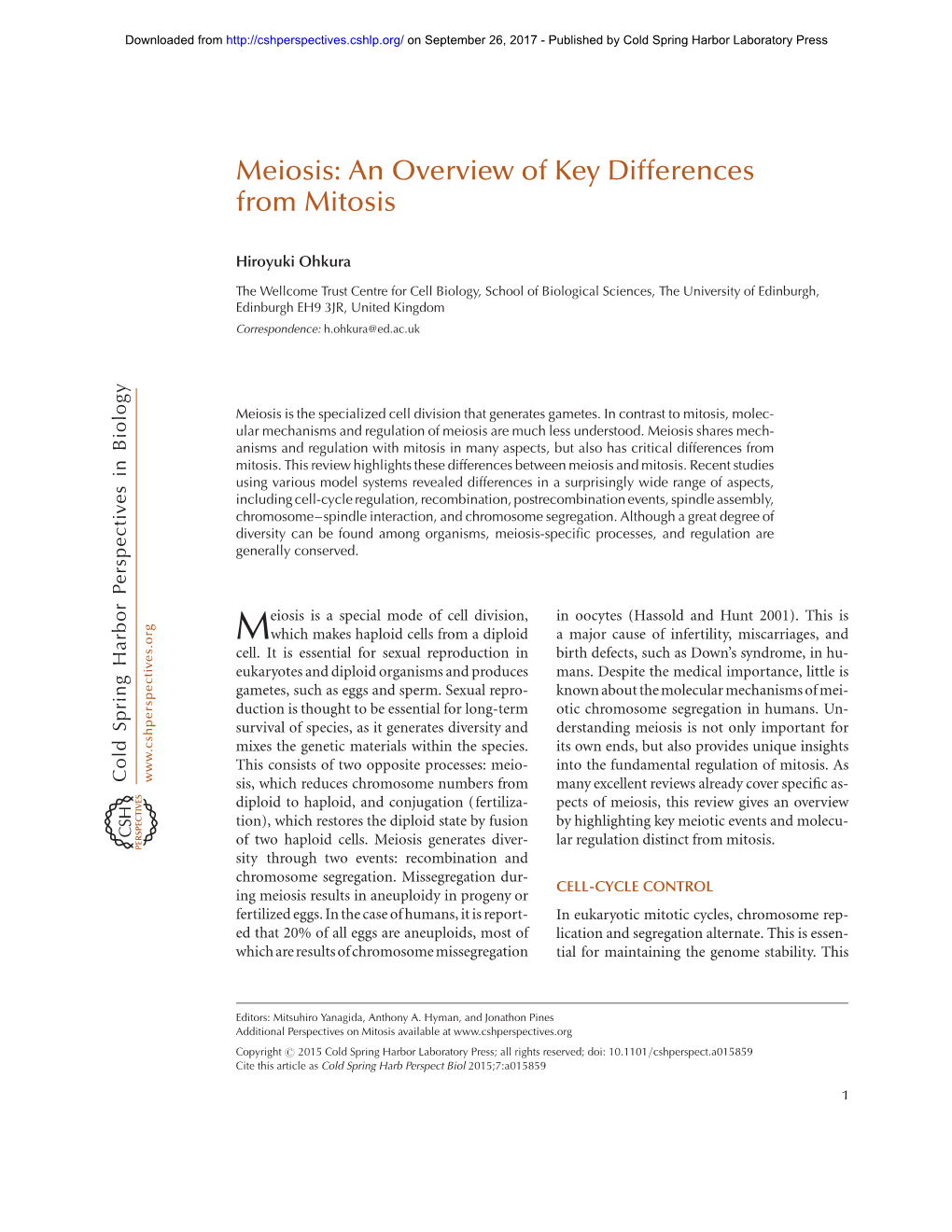 Meiosis: An Overview of Key Differences from Mitosis