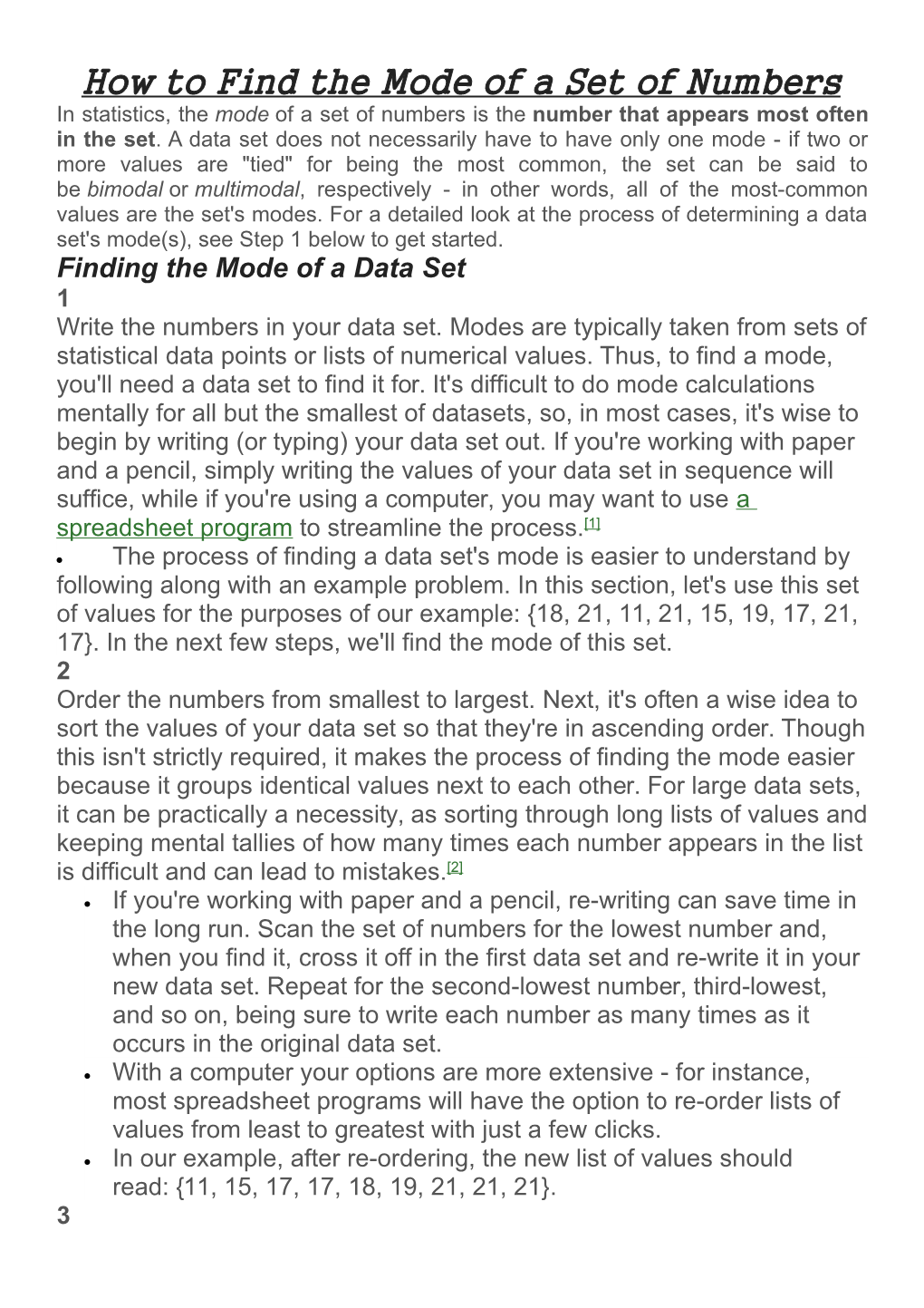 How to Find the Mode of a Set of Numbers