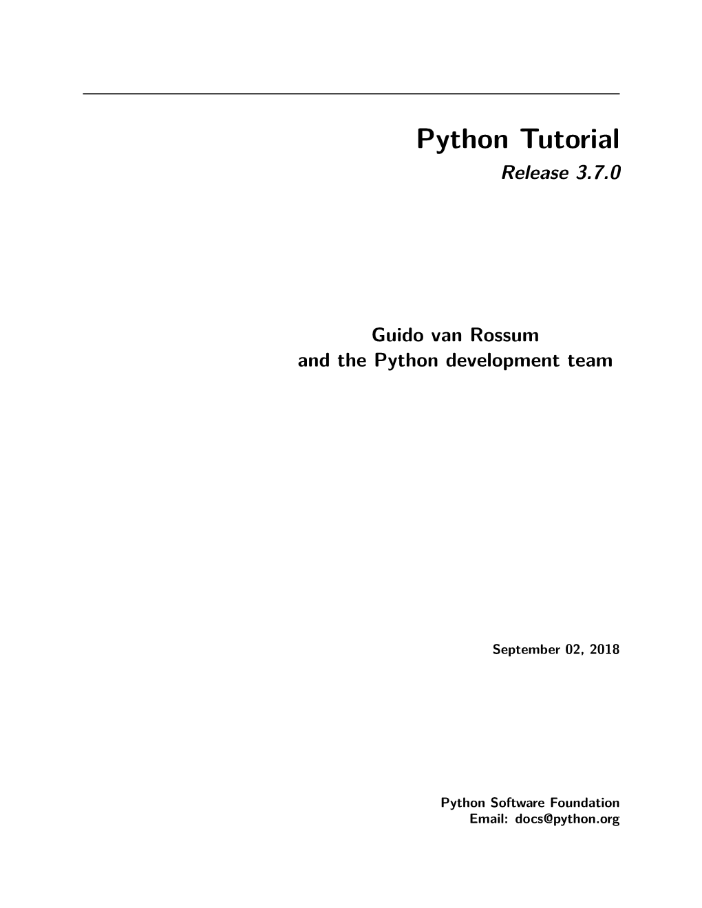 Python Tutorial Release 3.7.0