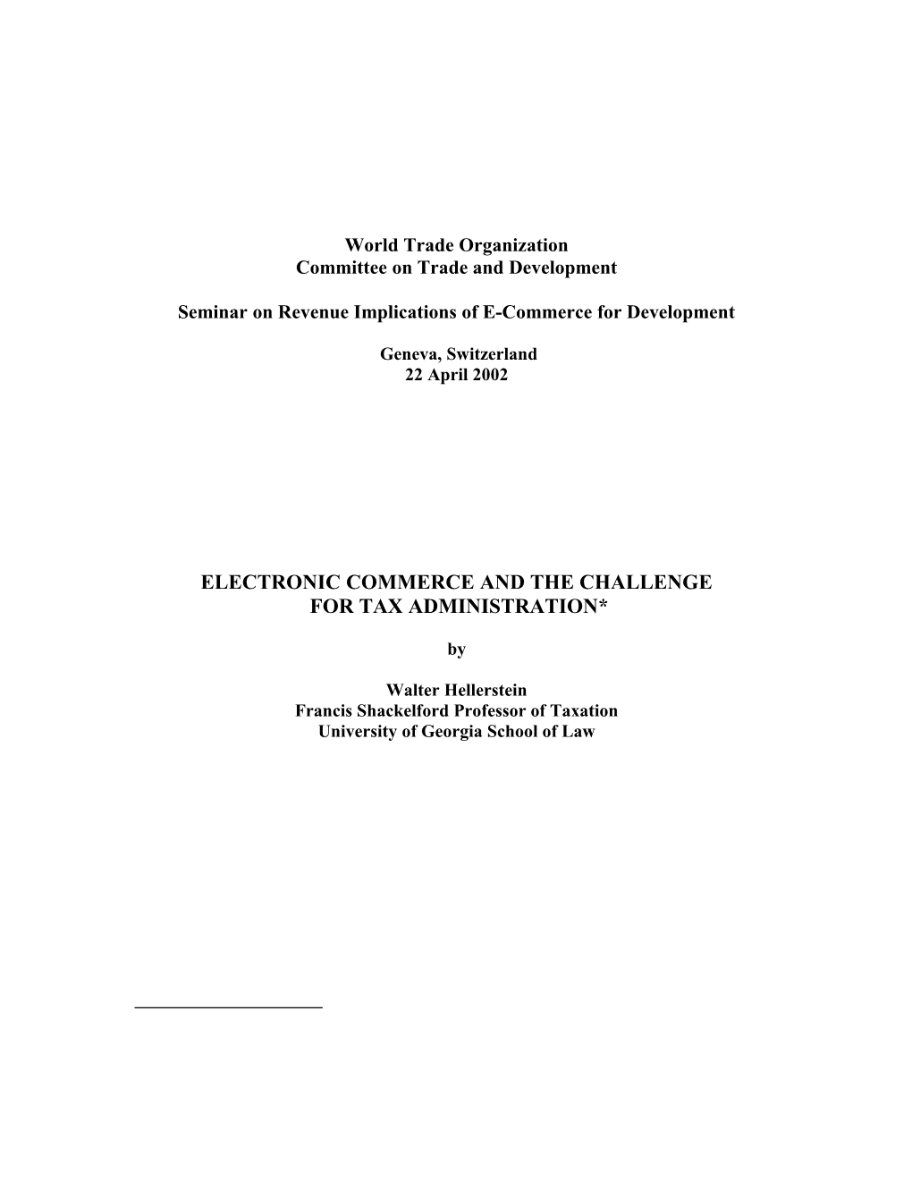 Electronic Commerce and the Challenge