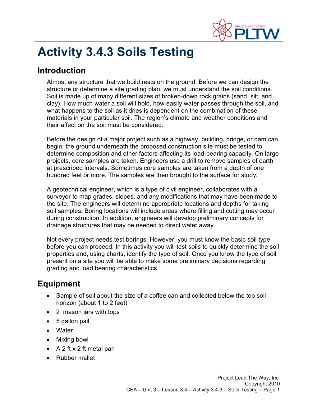 Activity 3.4.3 - Soils Testing