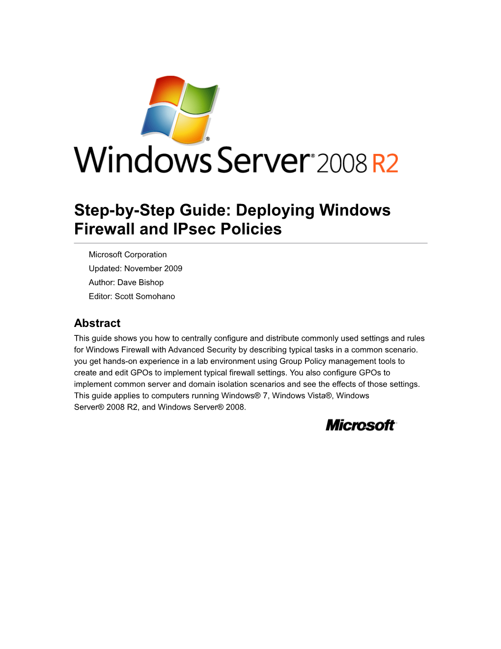 Step-By-Step Guide: Deploying Windows Firewall and Ipsec Policies