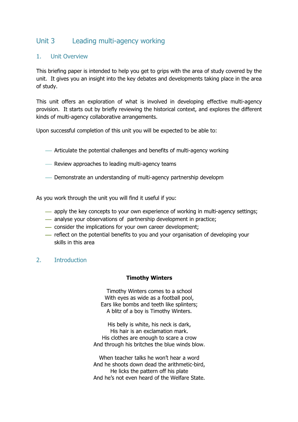 Leading Beyond the School Unit 3 Briefing Paper
