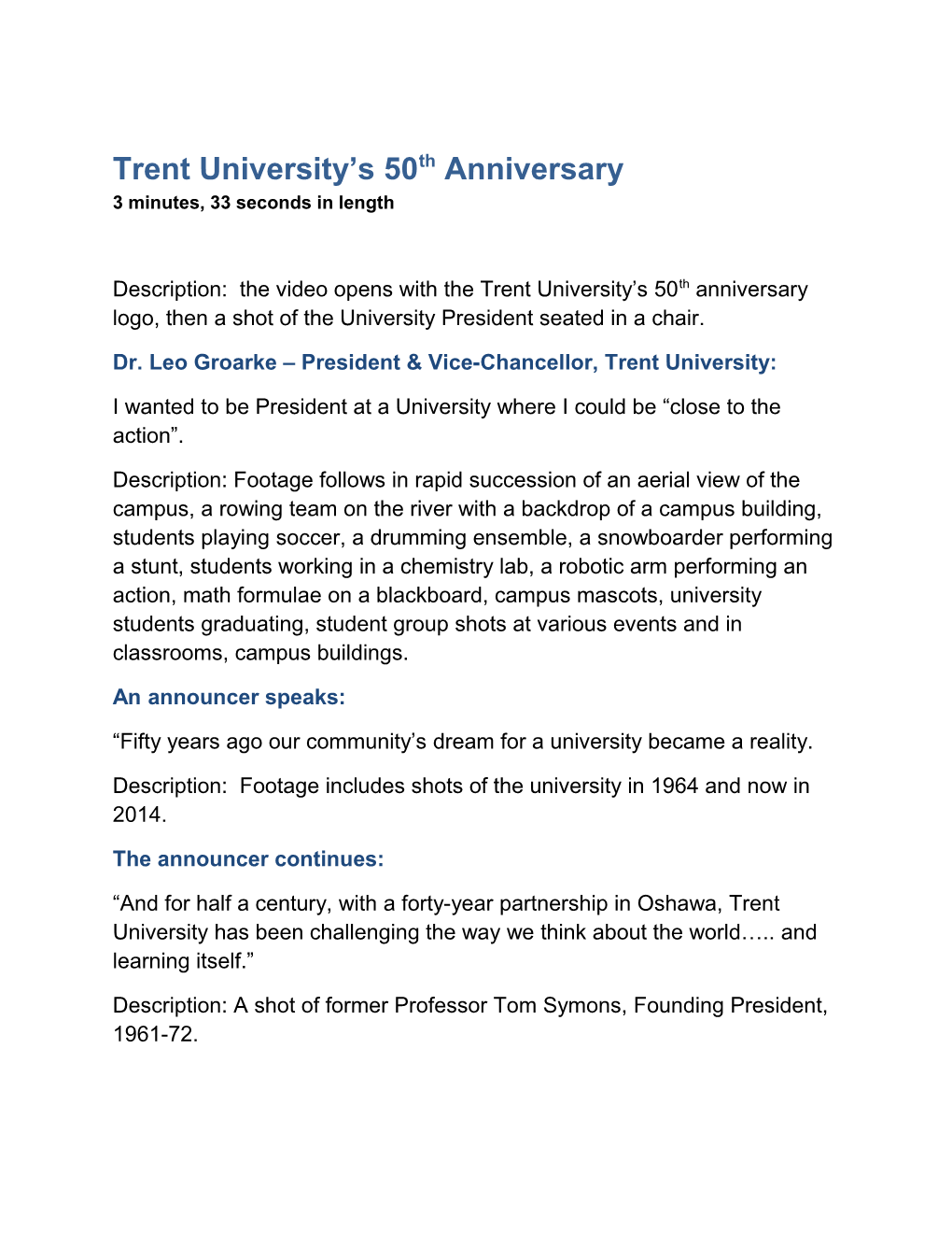 Trent University S 50Th Anniversary