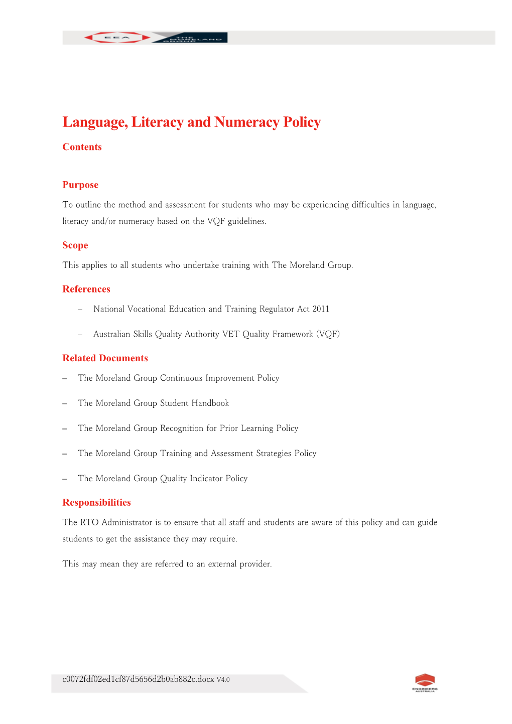Language, Literacy and Numeracy Policy