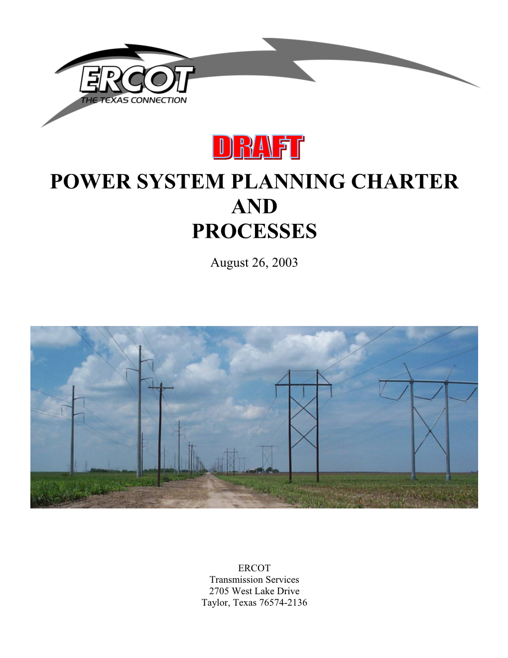 Power System Planning Charter & Processespage 1 of 18