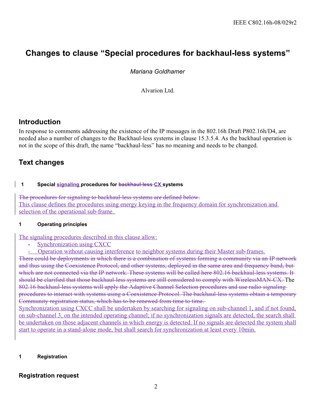 Changes to Clause Special Procedures for Backhaul-Less Systems