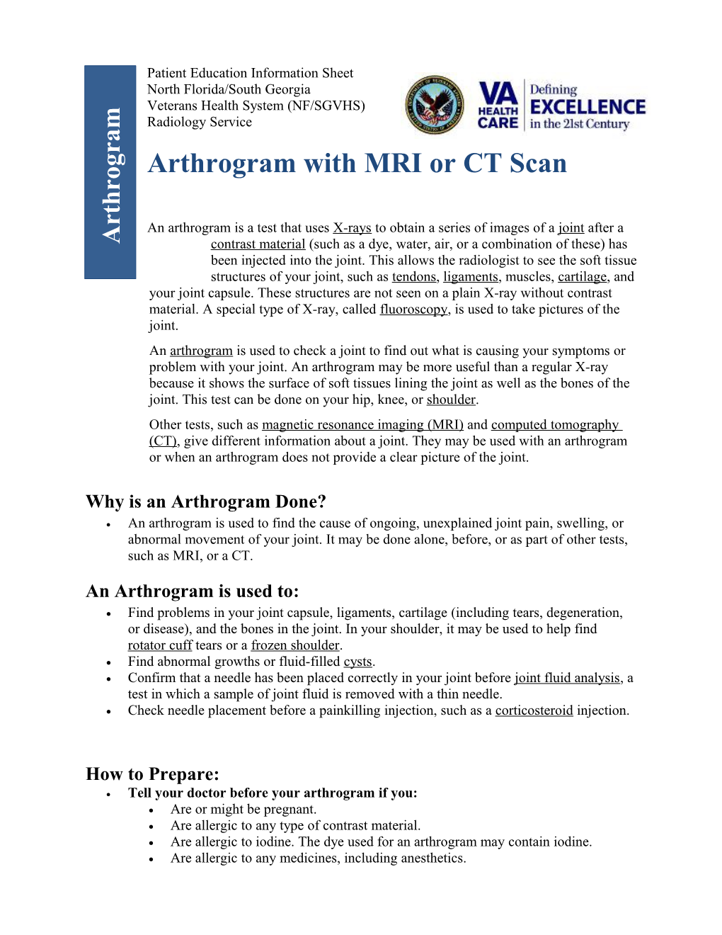 Arthrogram with MRI Or CT Scan