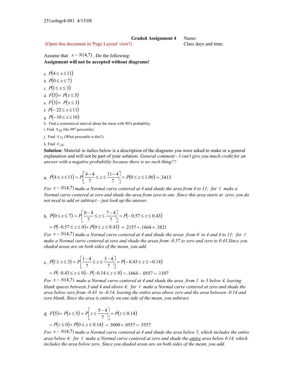 (Open This Document in 'Page Layout' View!)Class Days and Time