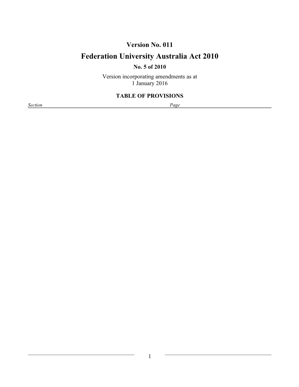 Federation University Australia Act 2010