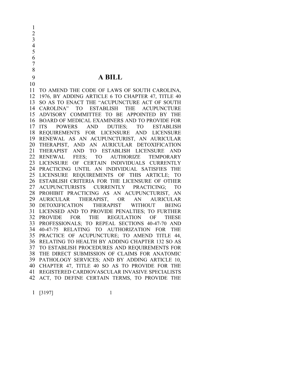 2005-2006 Bill 3197: Acupuncture Act; Registered Cardiovascular Invasive Specialist Act