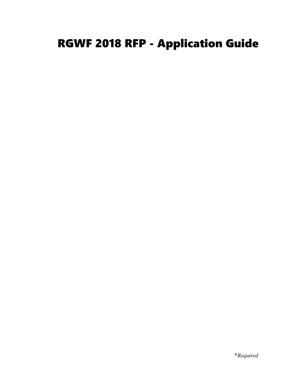RGWF 2018 RFP - Application Guide