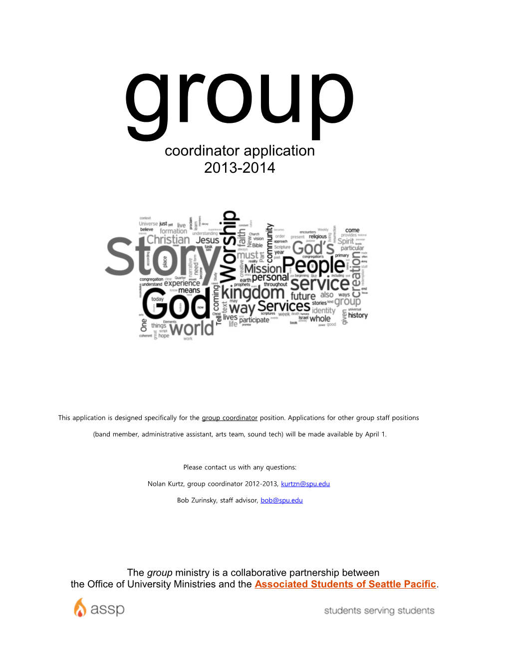 Campus Ministries GROUP Staff Application