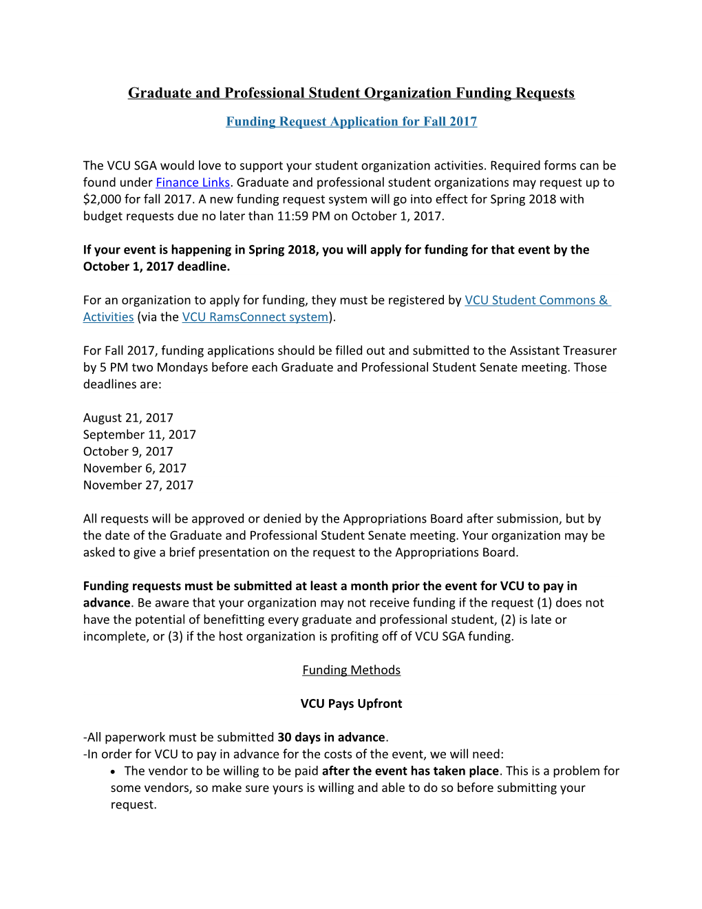 Graduate and Professional Student Organization Funding Requests