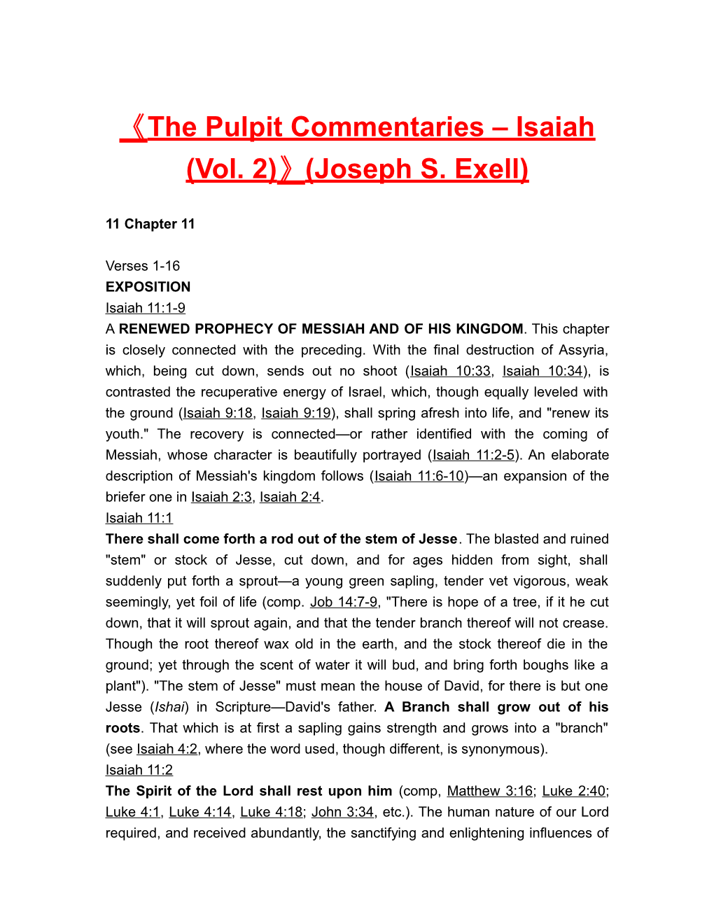 The Pulpit Commentaries Isaiah (Vol. 2) (Joseph S. Exell)