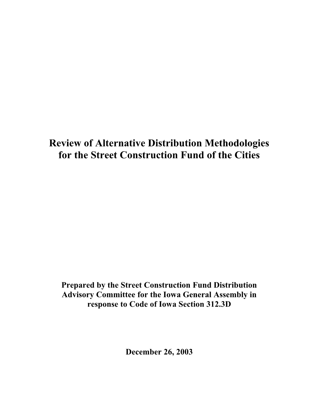 City Street Construction Fund Distribution Advisory Committee