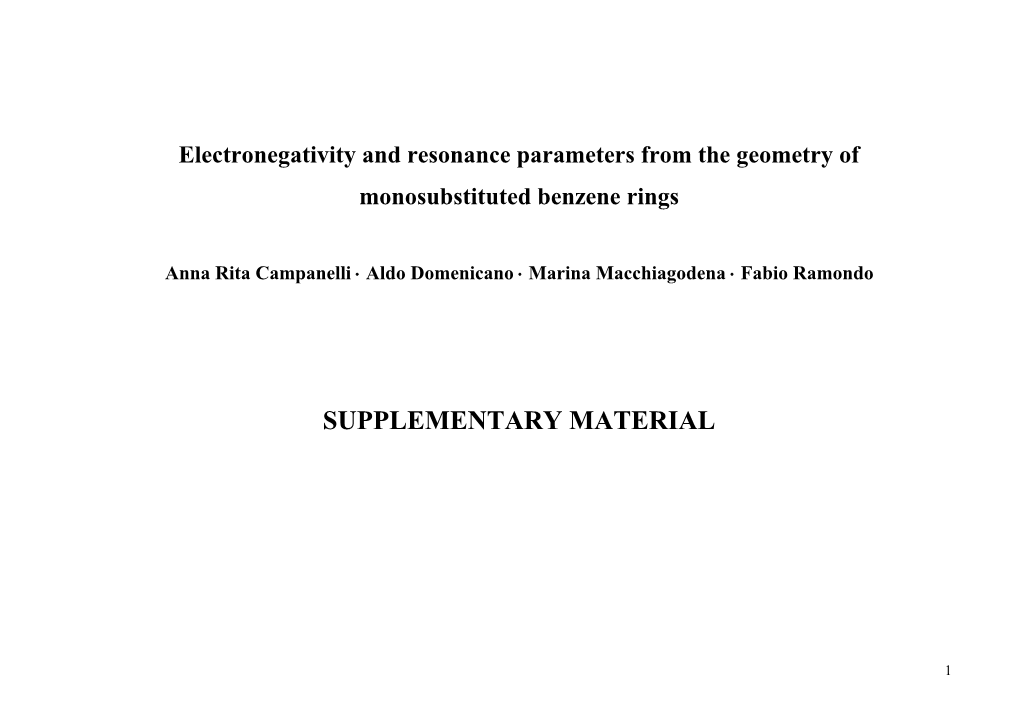 Electronegativity and Resonance Parameters from Benzene Ring Deformations