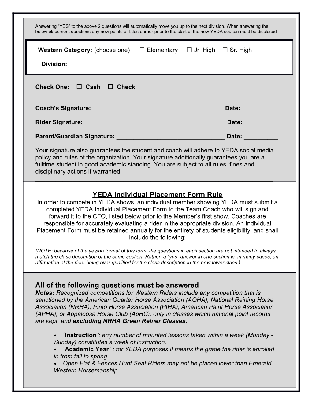 Individual Membership & Placement Form