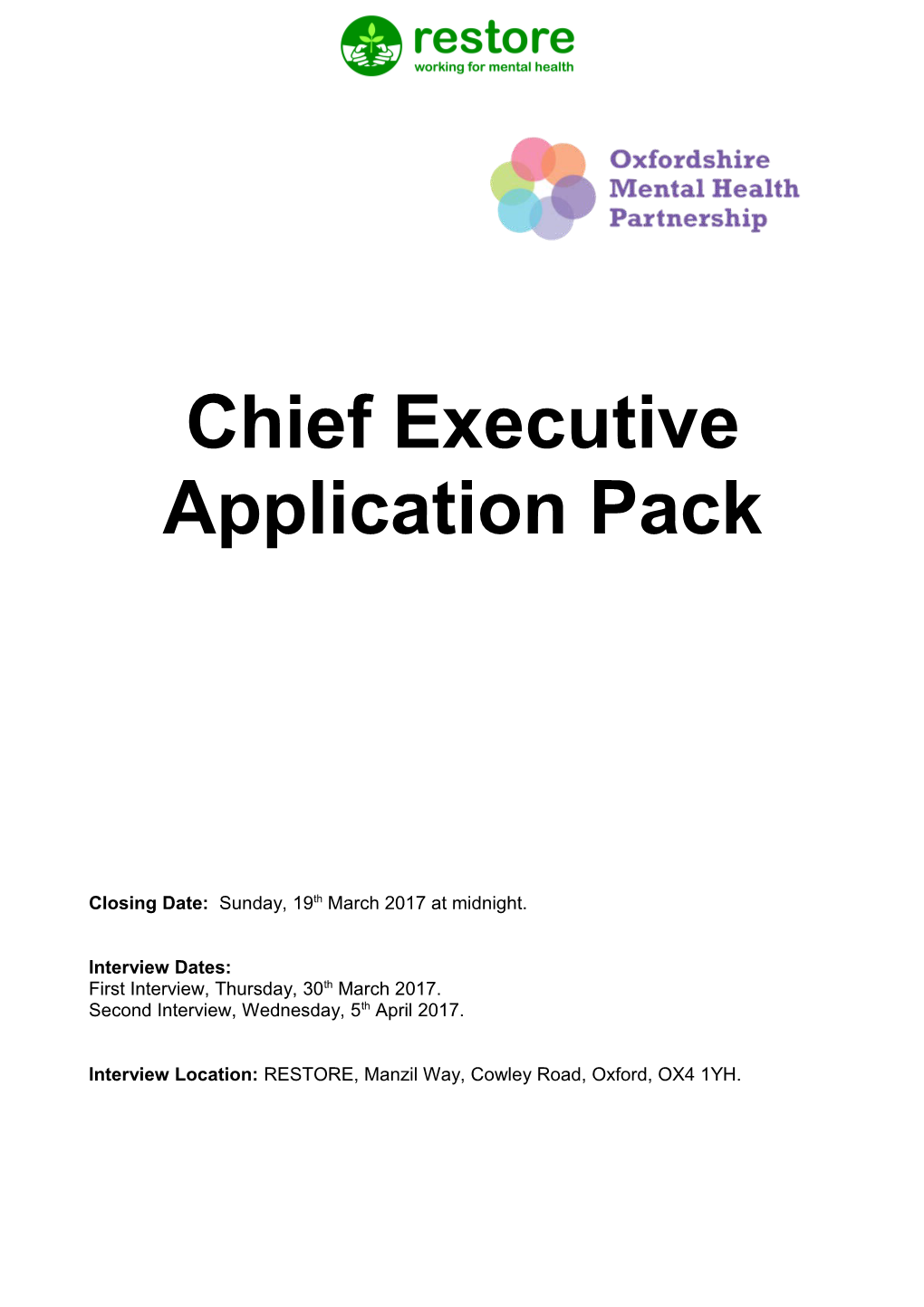 Chief Executive Application Pack