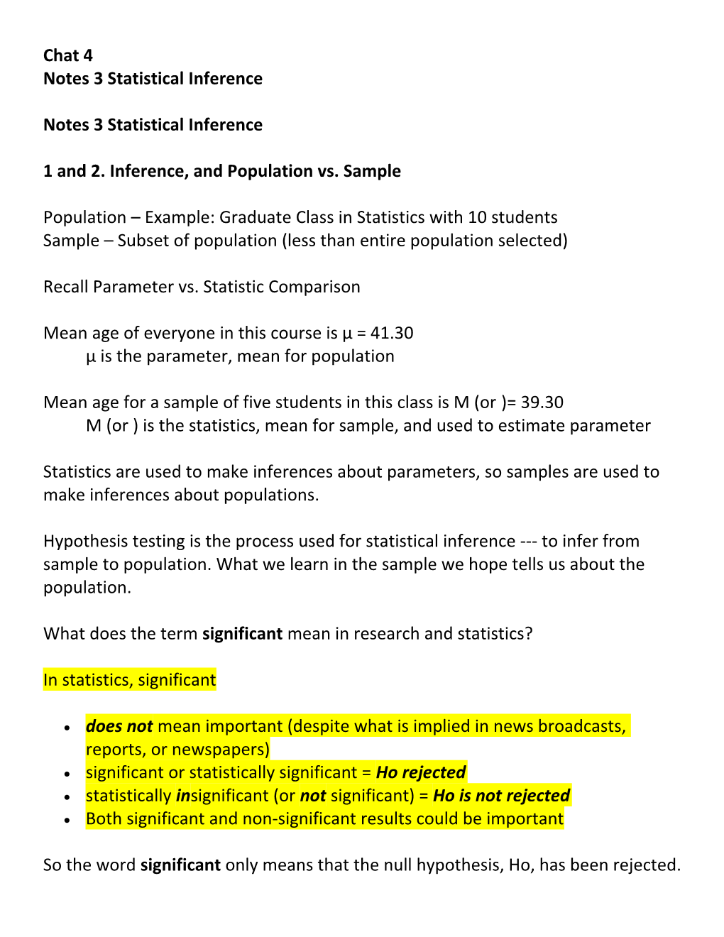 1 and 2.Inference, and Population Vs. Sample