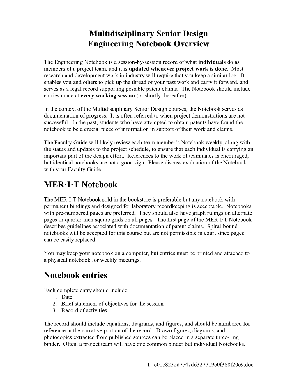 Engineering Notebook Overview