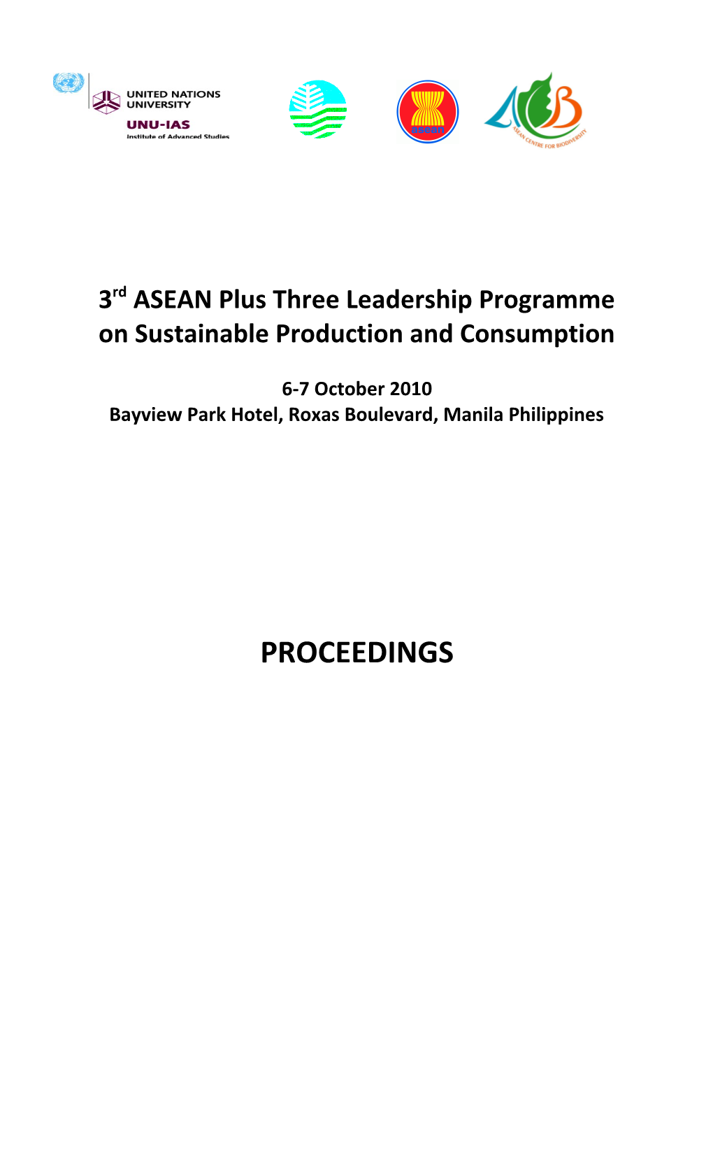 3Rd ASEAN Plus Three Leadership Programme on Sustainable Production and Consumption