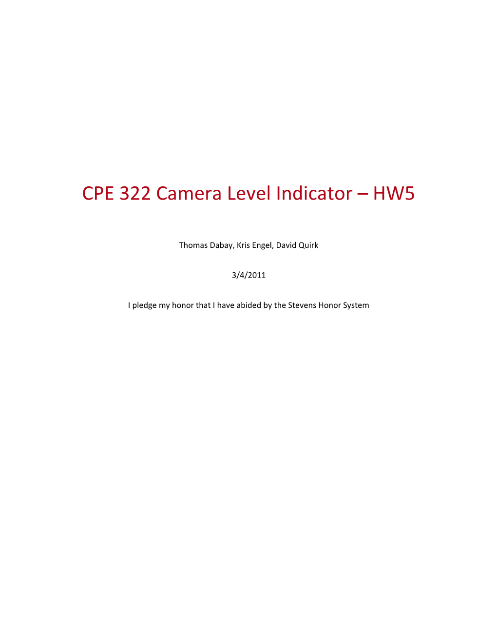 CPE 322 Camera Level Indicator HW5