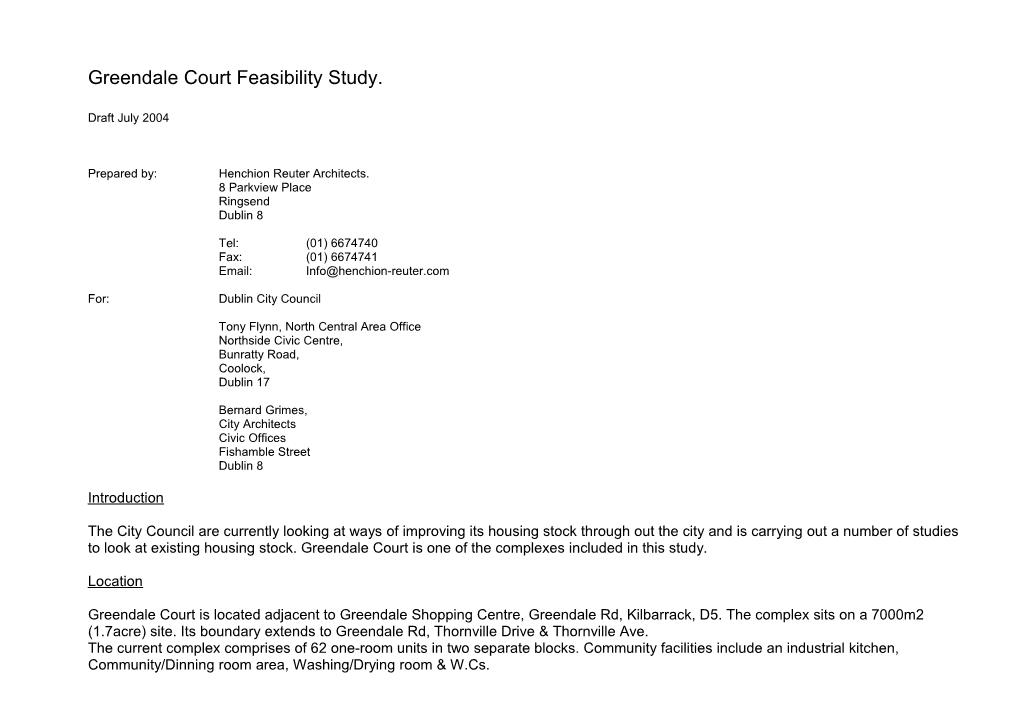 Draft Greendale Court Feasibility Study