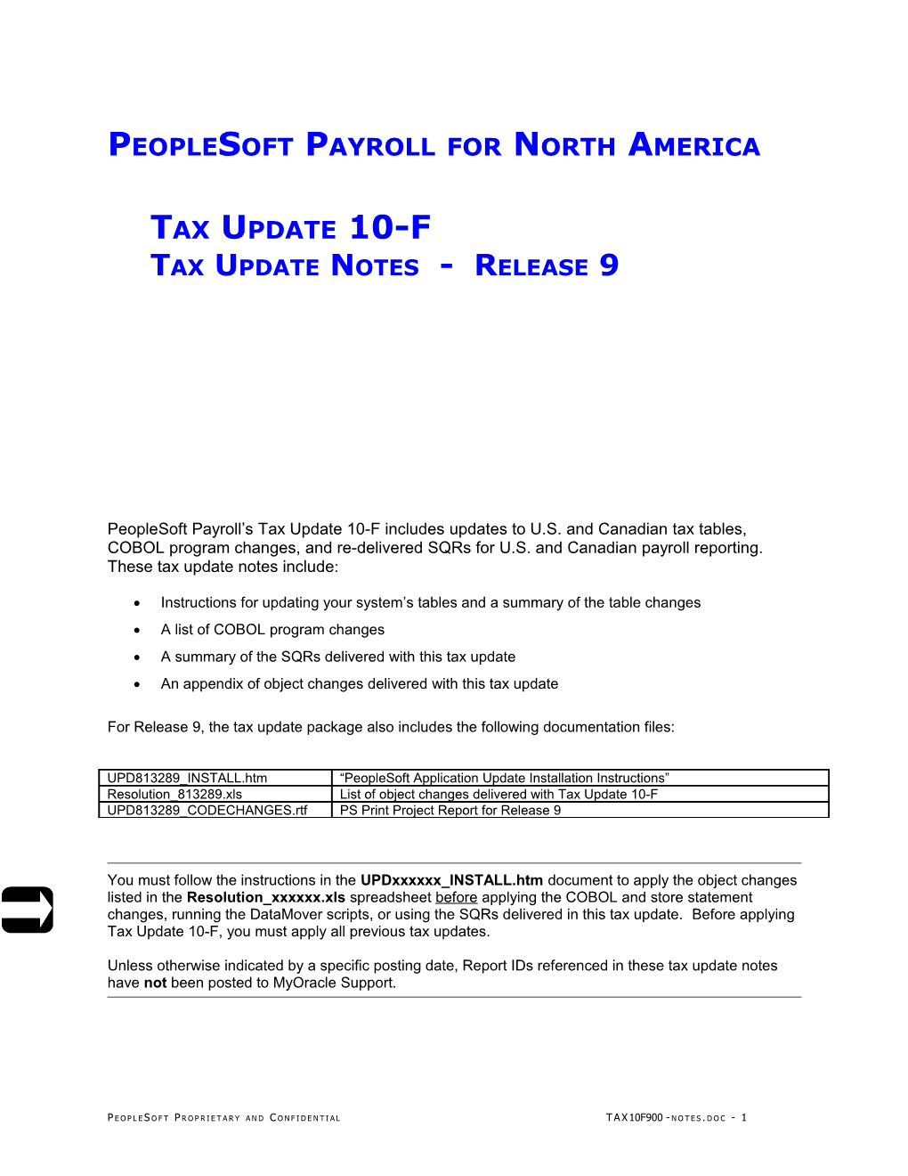 9 - Peoplesoft Payroll Tax Update 10-F