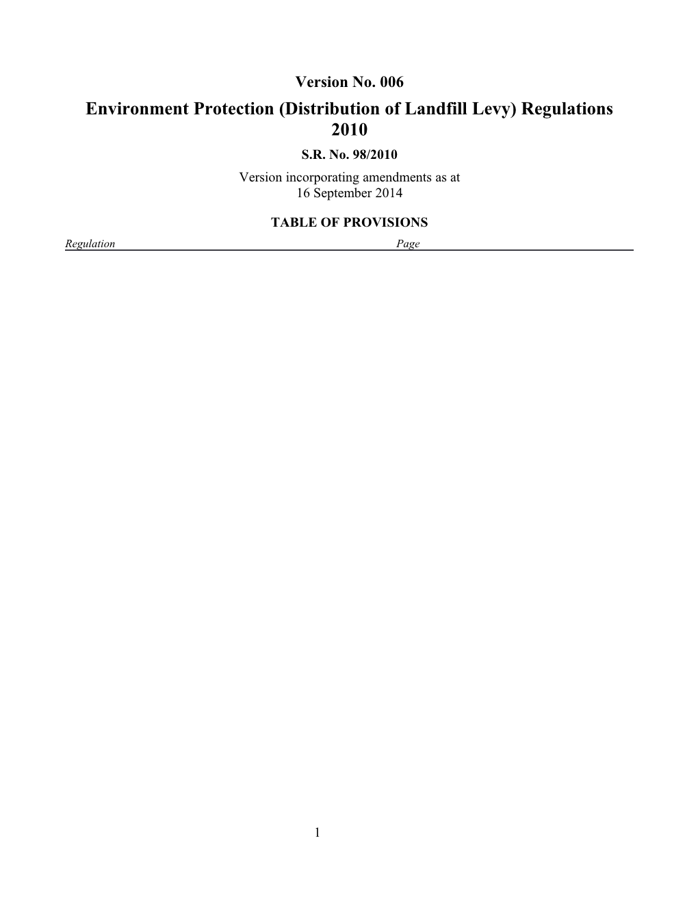Environment Protection (Distribution of Landfill Levy) Regulations 2010