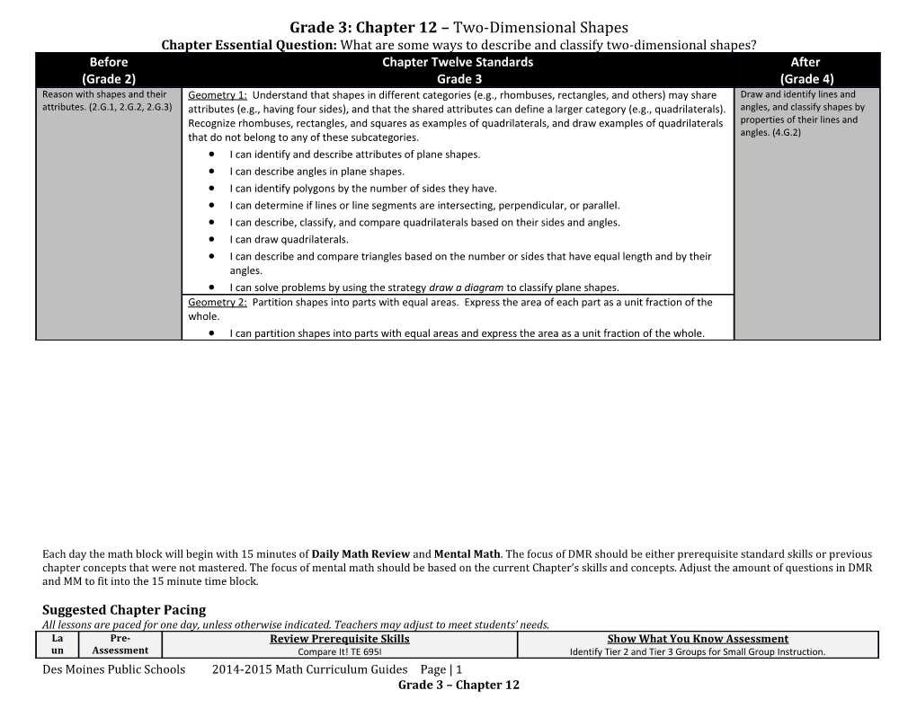 Grade 3: Chapter 12 Two-Dimensional Shapes