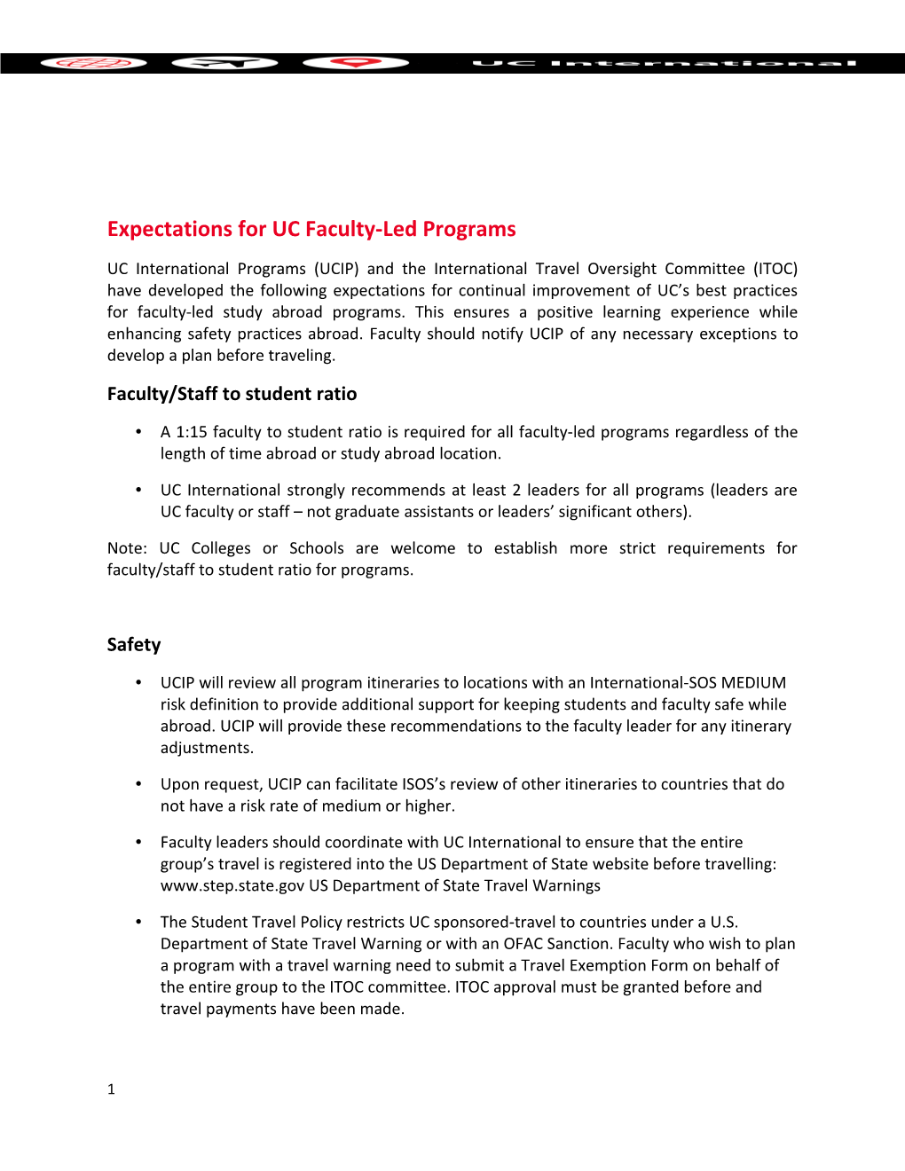 Expectations for UC Faculty-Led Programs