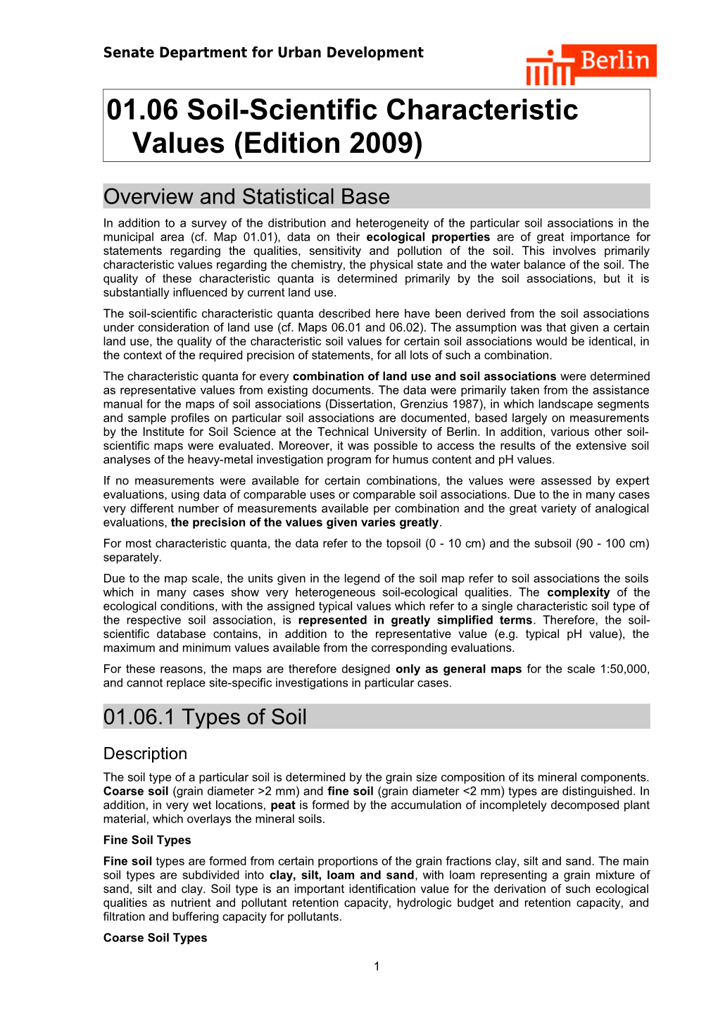 01.06 Soil-Scientific Characteristic Values (Edition 2009)