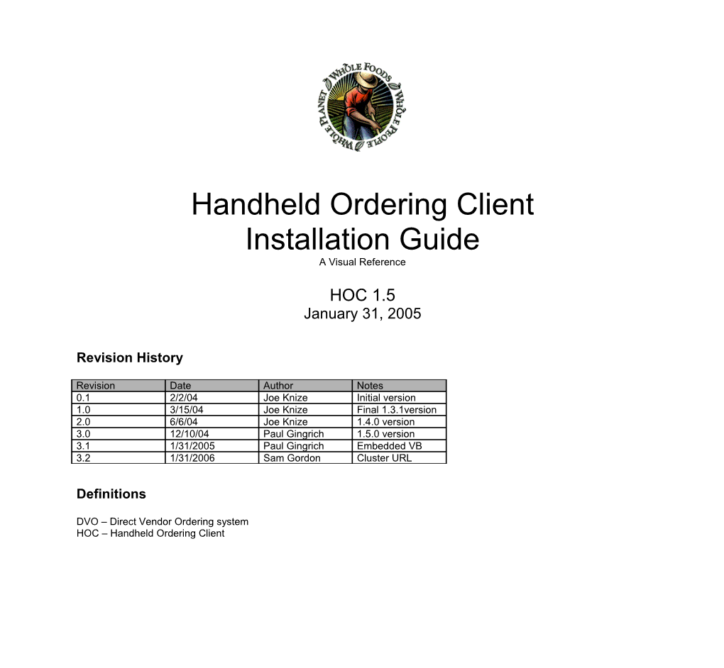 Handheld Ordering Client