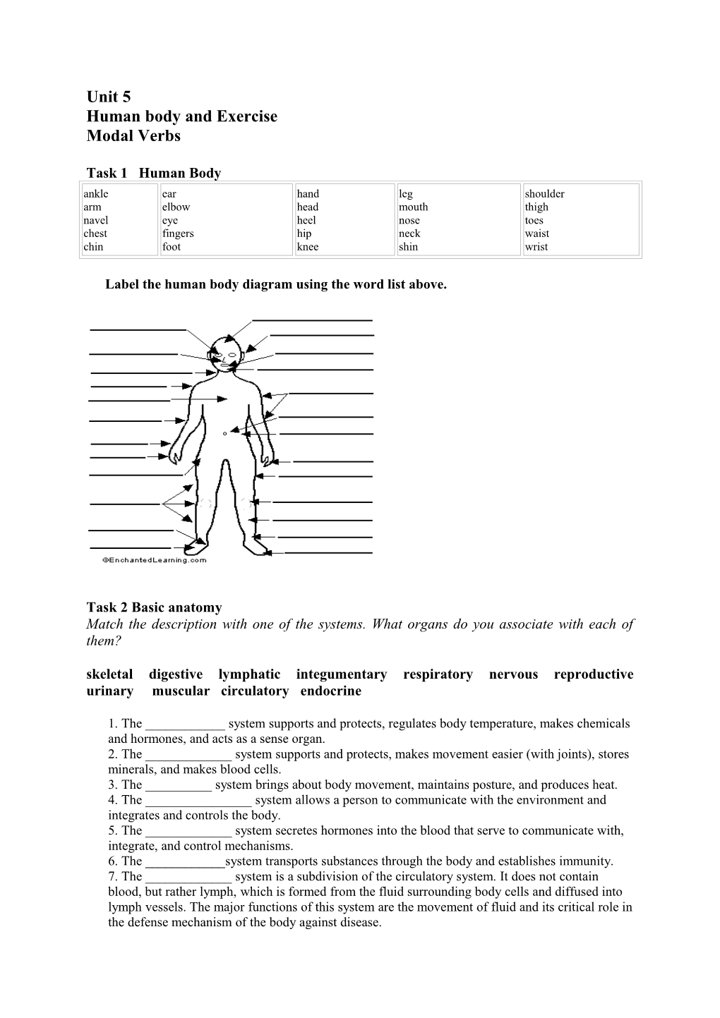 Unit 2 Human Body and Exercise