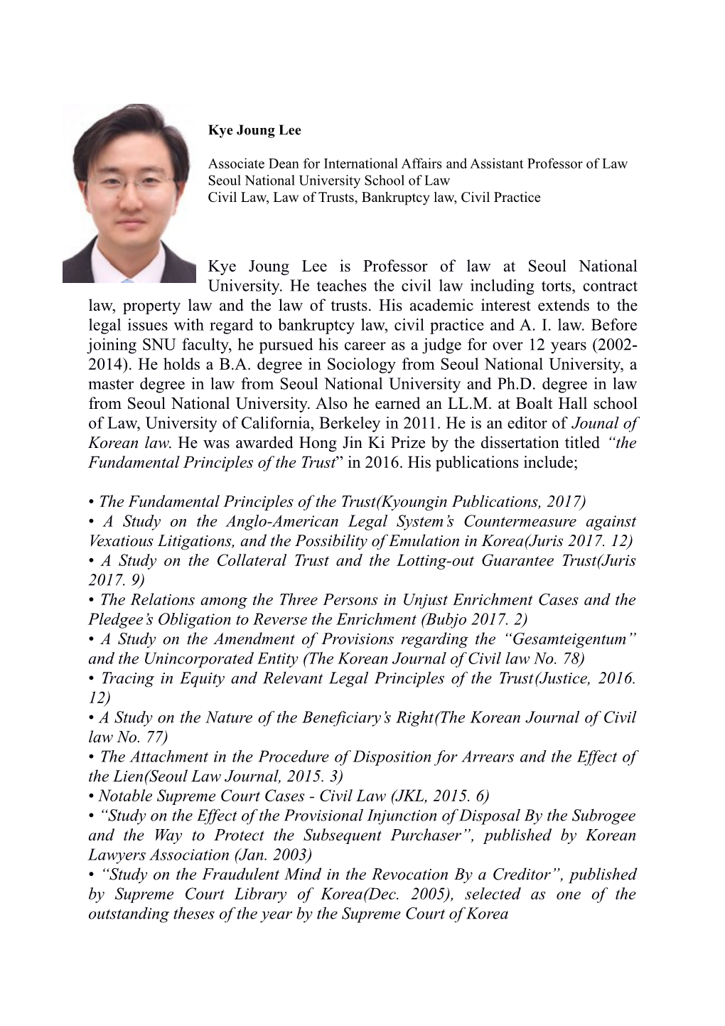 Associate Dean for International Affairs and Assistant Professor of Law