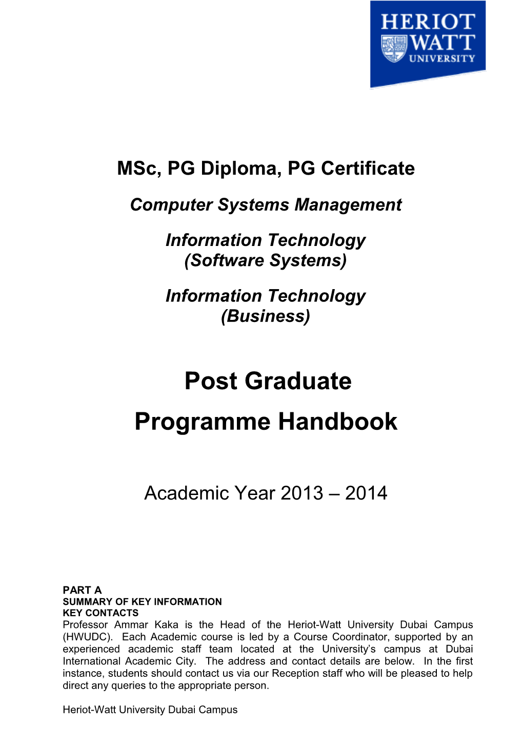 Heriot-Watt University - Course Description Template For