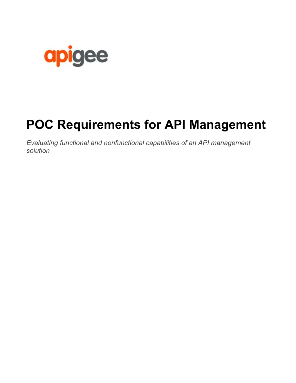 POC Requirements for API Management