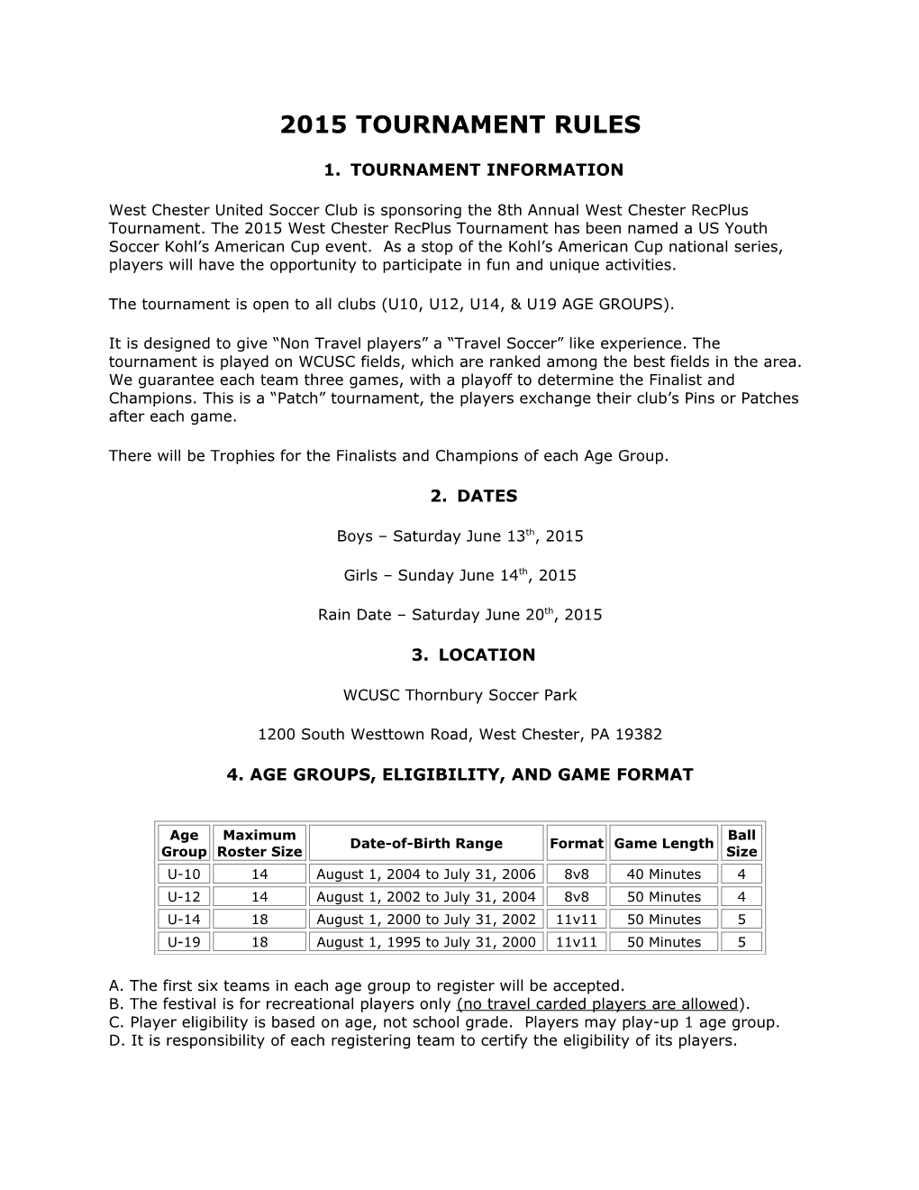 2015 Tournament Rules