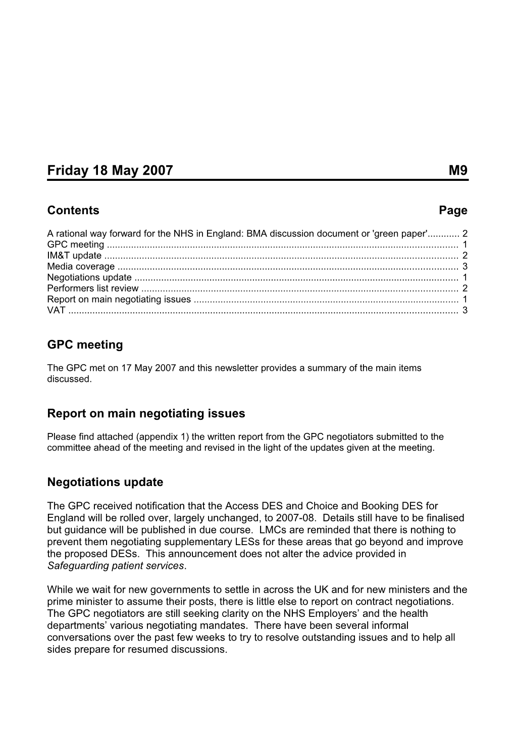 A Rational Way Forward for the NHS in England: BMA Discussion Document Or 'Green Paper' 2