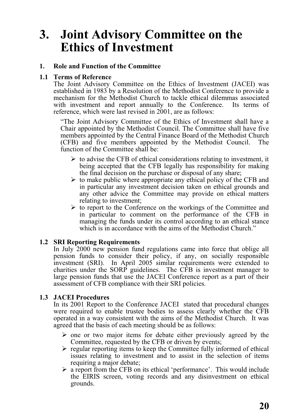 3.Joint Advisory Committee on the Ethics of Investment