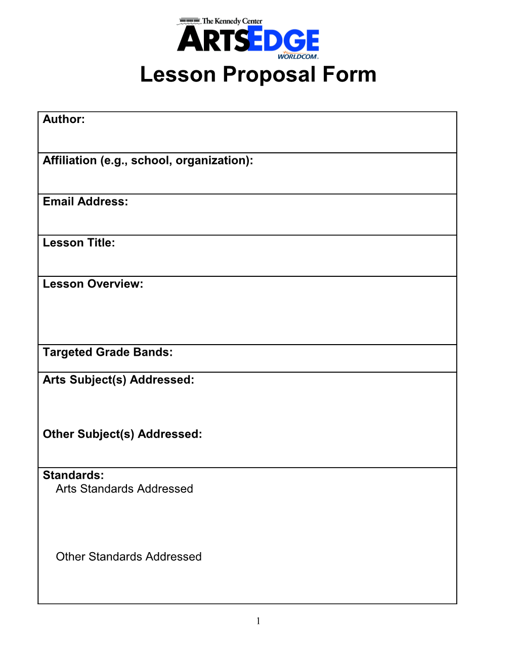 Lesson Proposal Form